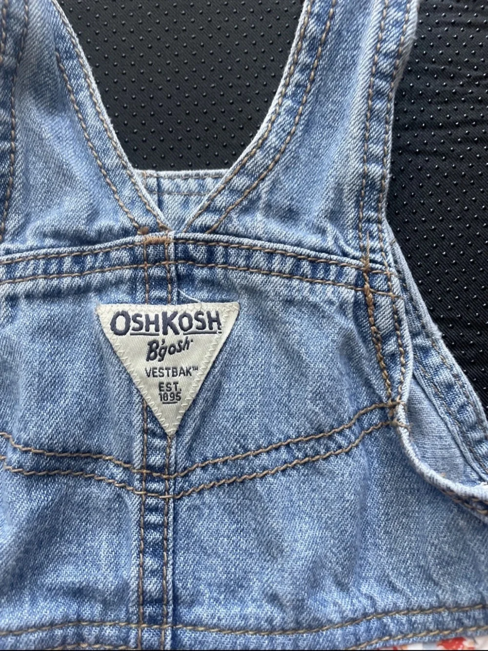 OshKosh B'gosh Denim Blue Floral Tiered Skirt Overalls